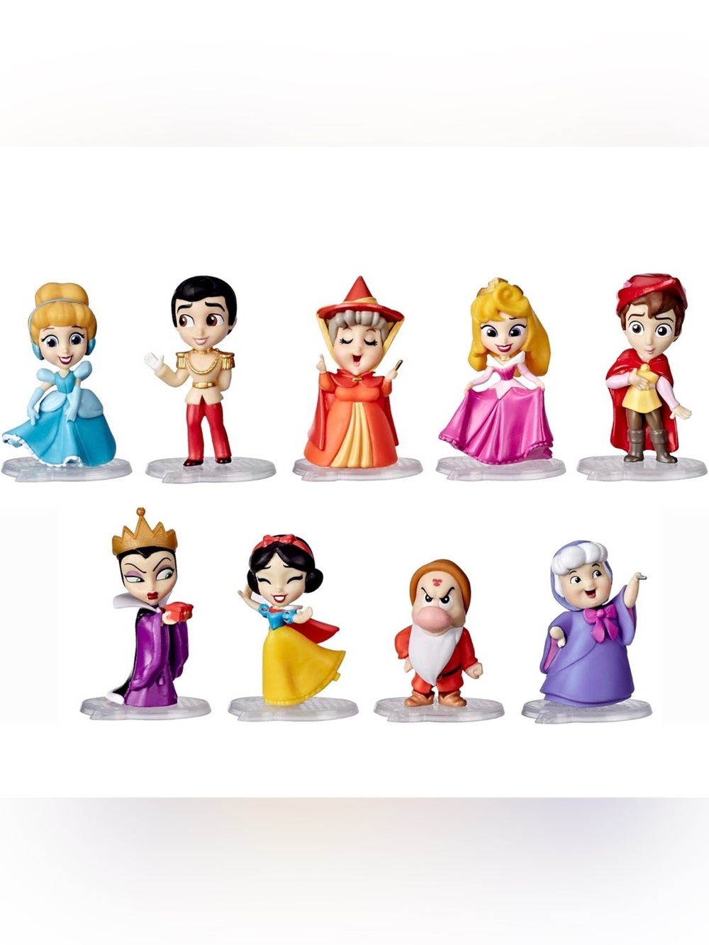 Disney Princess Mini Figurine Set - Pink, Red, Yellow, Purple Characters
